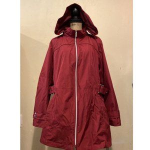 INTL Details Jacket Coat Removable Hood Hooded Womens 1X NWT Red